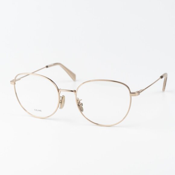 Celine Women Eyeglasses Metal Shiny Rose Gold Demo Round CL50095U 028 BRAND NEW - Picture 3 of 10